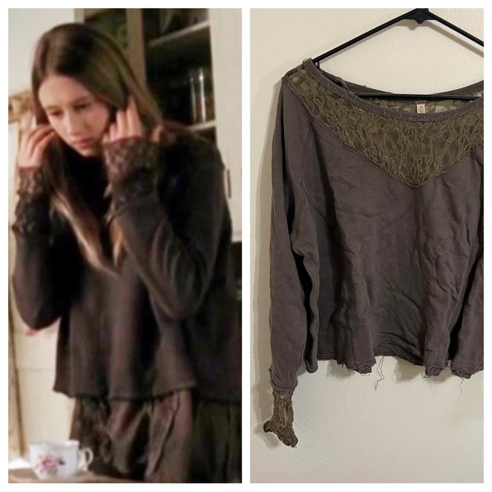 Free People Lace & Terry Top